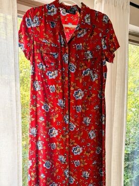Liz Claiborn  lightweight vibrant red maxi dress